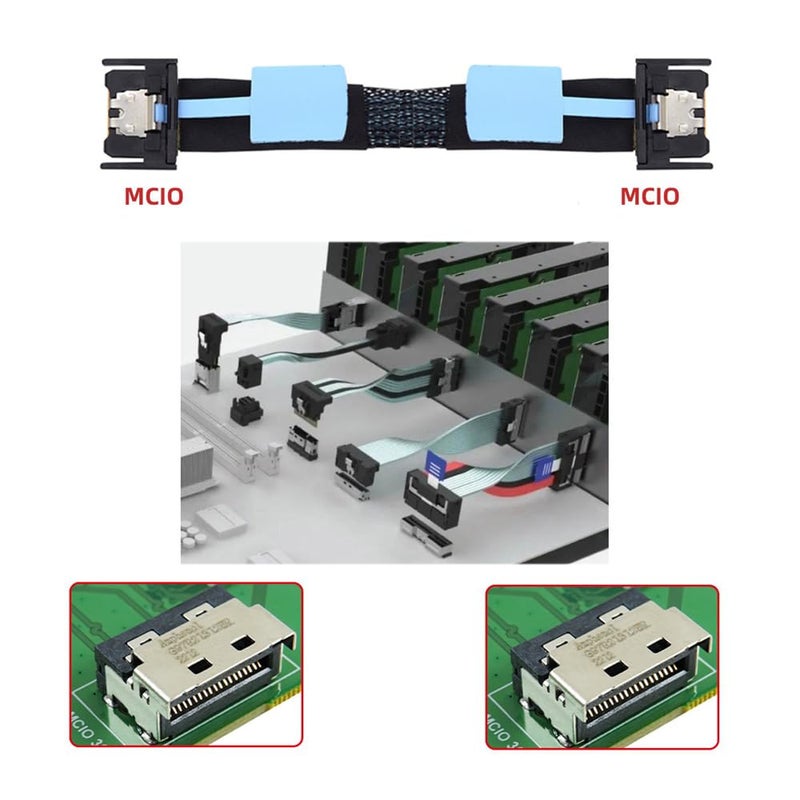 Cablecc Mini Cool Edge IO MCIO PCI-E 4i 38Pin PCI-E 5.0 Male to MCIO 4i SFF-TA-1016 Extender Cable 50cm - Image 5
